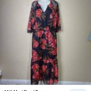 ANA Maxi Floral Dress, Black and Red Size XL